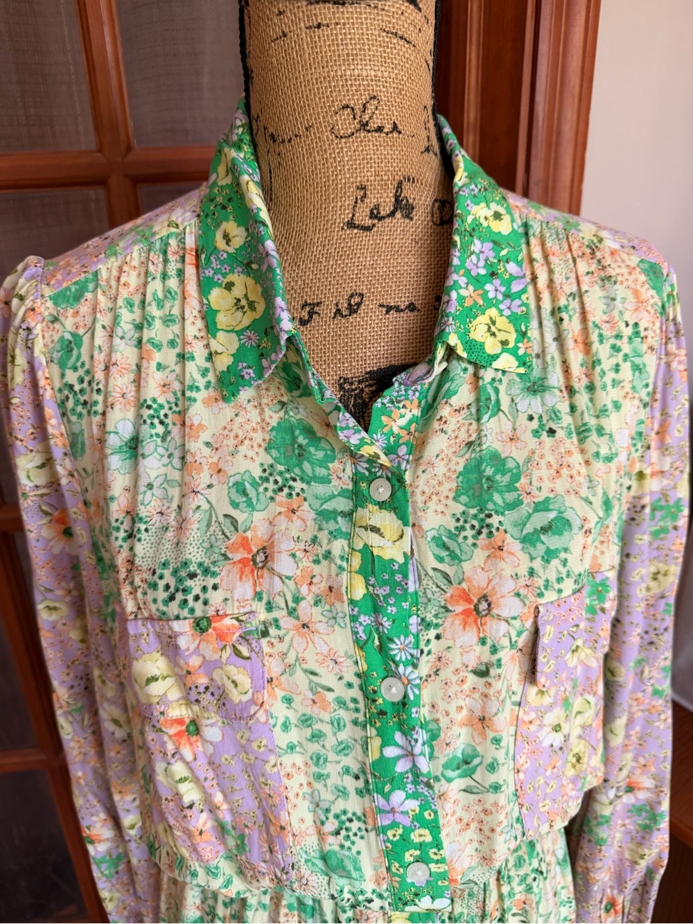 Vintage-Inspired Floral Green Multicolor Women’s Maxi Dress